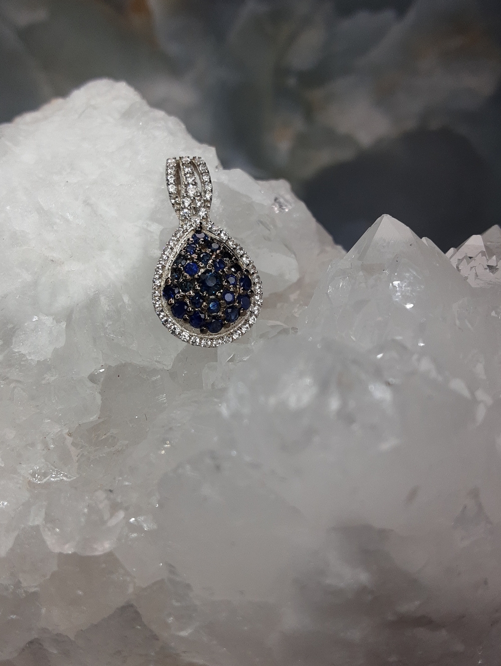 925 Blue Sapphire, Zircon Pendant. PRICE IS FIRM.